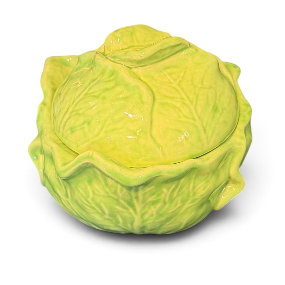 Vintage 1978 Holland Mold Cabbage Lettuce Covered Tureen Soup Bowl Green Lid